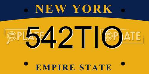 542TIO New York License Plate