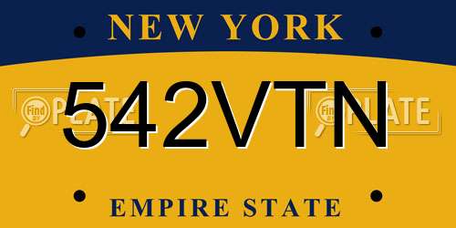 542VTN New York License Plate