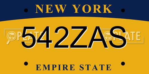 542ZAS New York License Plate