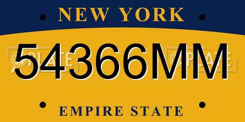 54366MM New York License Plate