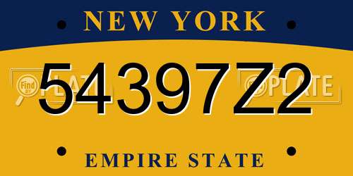 54397Z2 New York License Plate