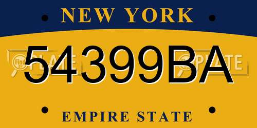 54399BA New York License Plate