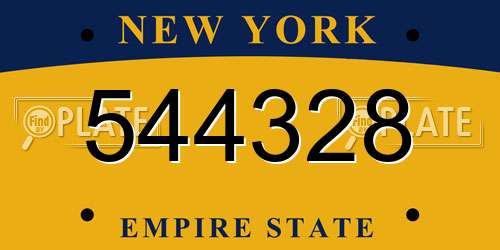 544328 New York License Plate