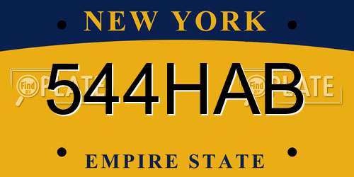 544HAB New York License Plate