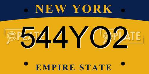 544YO2 New York License Plate