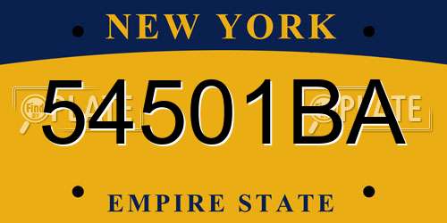 54501BA New York License Plate
