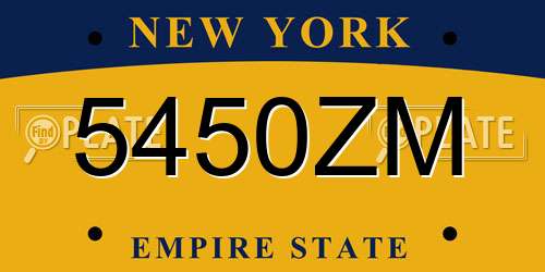 5450ZM New York License Plate