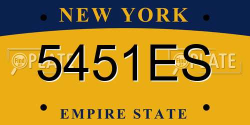 5451ES New York License Plate