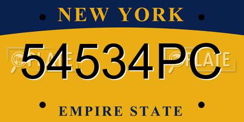 54534PC New York License Plate