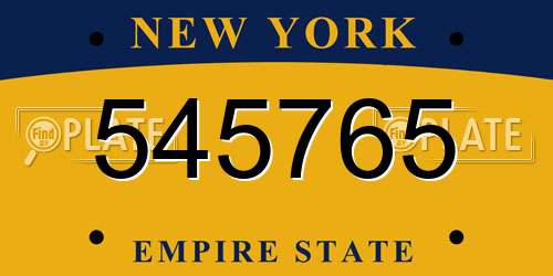 545765 New York License Plate