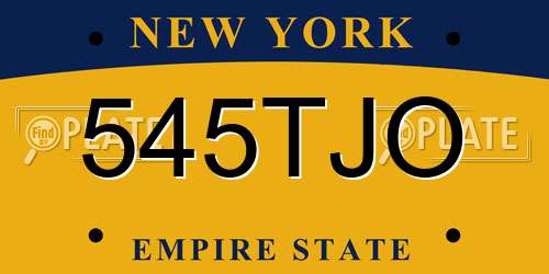 545TJO New York License Plate