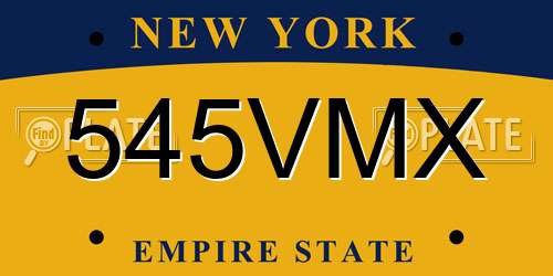 545VMX New York License Plate