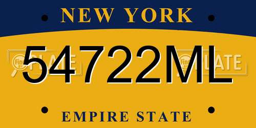 54722ML New York License Plate