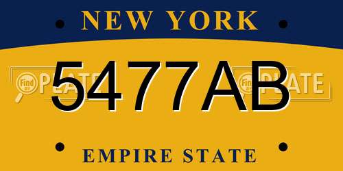 5477AB New York License Plate