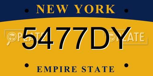 5477DY New York License Plate