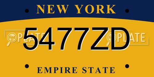 5477ZD New York License Plate