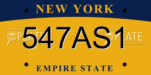 547AS1 New York License Plate