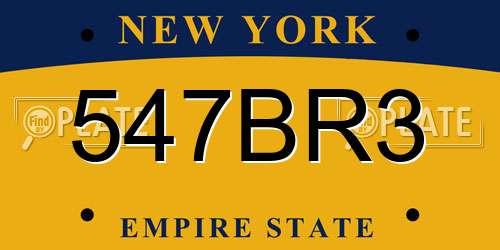 547BR3 New York License Plate