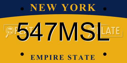 547MSL New York License Plate