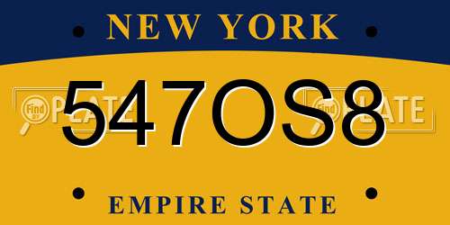 547OS8 New York License Plate