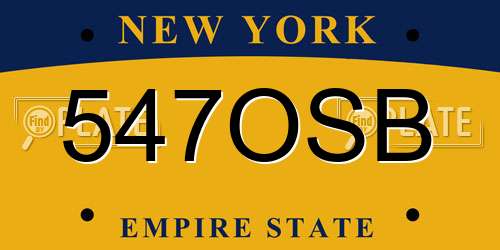 547OSB New York License Plate