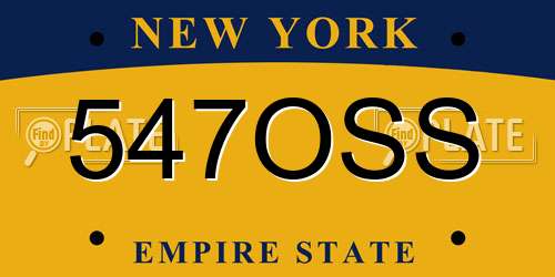 547OSS New York License Plate