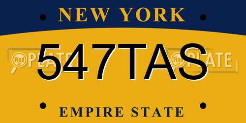 547TAS New York License Plate