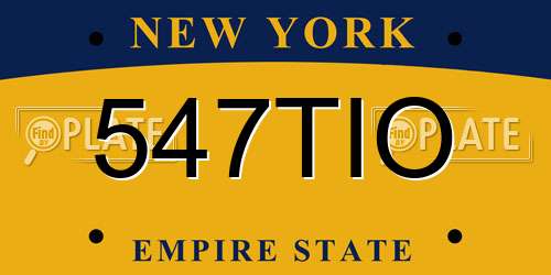 547TIO New York License Plate