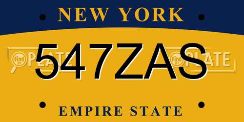547ZAS New York License Plate