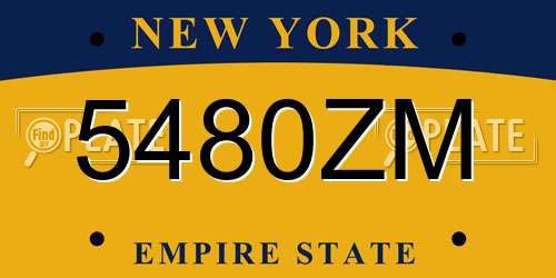 5480ZM New York License Plate