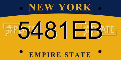 5481EB New York License Plate