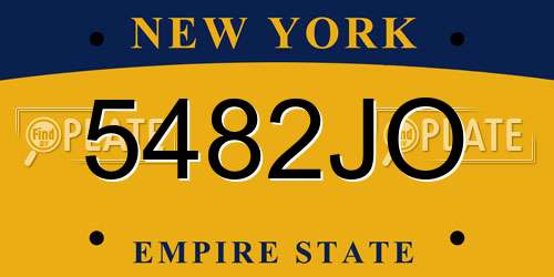 5482JO New York License Plate