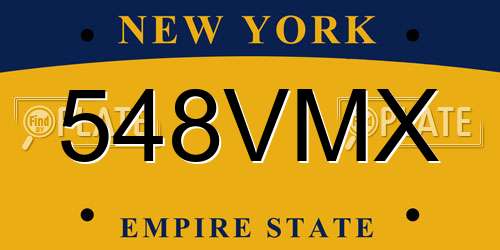 548VMX New York License Plate