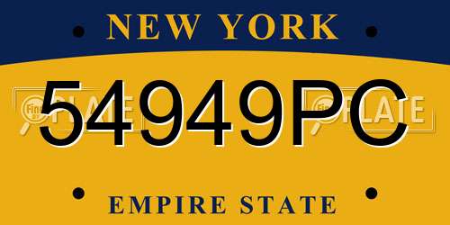 54949PC New York License Plate