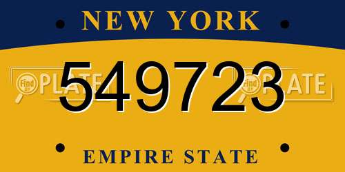 549723 New York License Plate