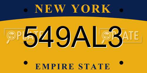 549AL3 New York License Plate