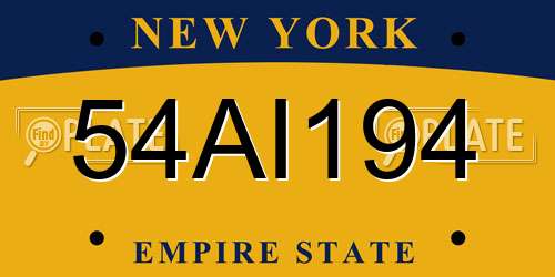 54AI194 New York License Plate