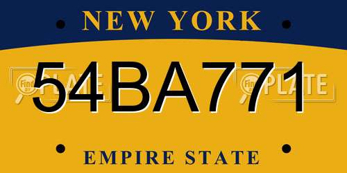 54BA771 New York License Plate