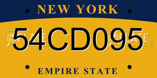 54CD095 New York License Plate