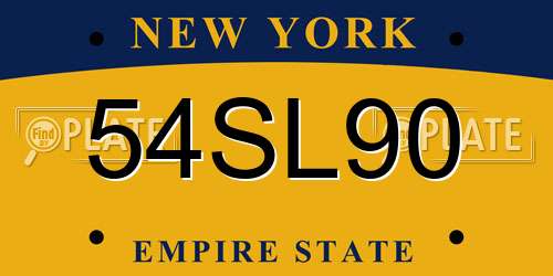 54SL90 New York License Plate