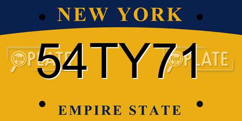 54TY71 New York License Plate