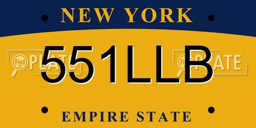 551LLB New York License Plate