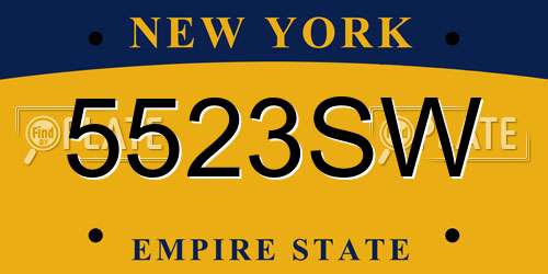 5523SW New York License Plate
