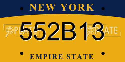 552B13 New York License Plate