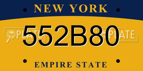 552B80 New York License Plate