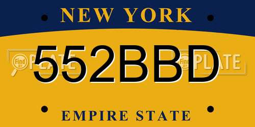 552BBD New York License Plate