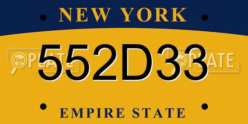 552D33 New York License Plate