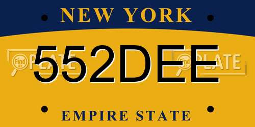 552DEE New York License Plate