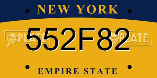 552F82 New York License Plate