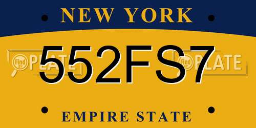 552FS7 New York License Plate